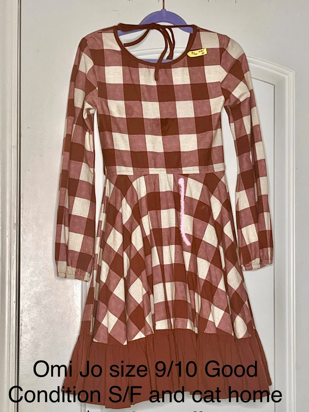 Well Dressed Wolf/omi Jo Cream & dark Red Plaid Knit Dress